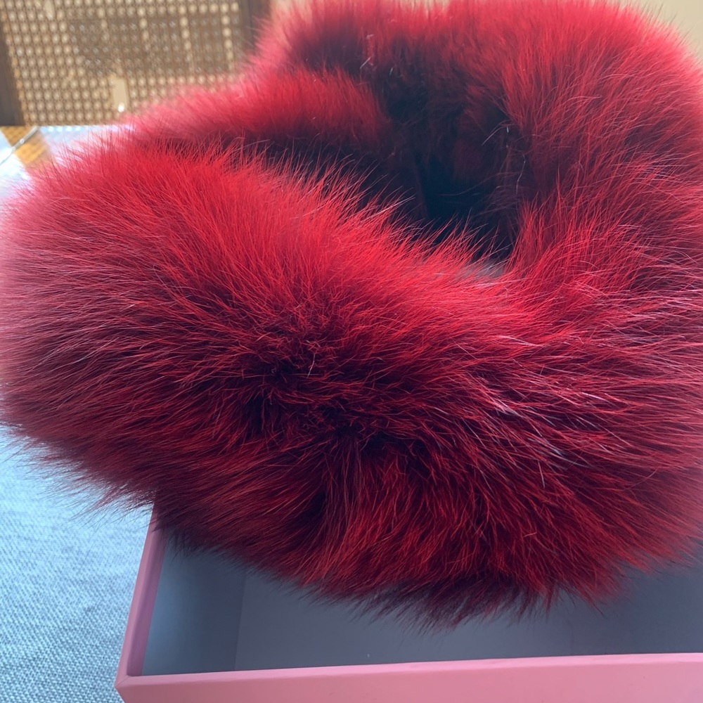 Authentic fox fur head wrap